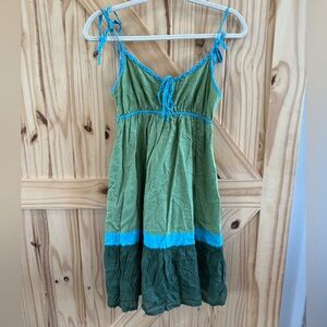American Eagle Outfitters Women's Green and Blue Dress